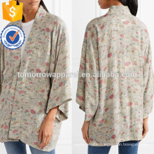 Loose Fit Multicolored Floral-Print Chiffon Long Sleeve V-Neck Jacket Manufacture Wholesale Fashion Women Apparel (TA0012J)